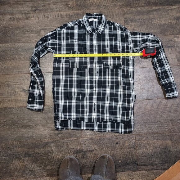 Abercrombie Fitch Women XS Black White Plaid Long Sleeve Button Shirt Western - Picture 4 of 9
